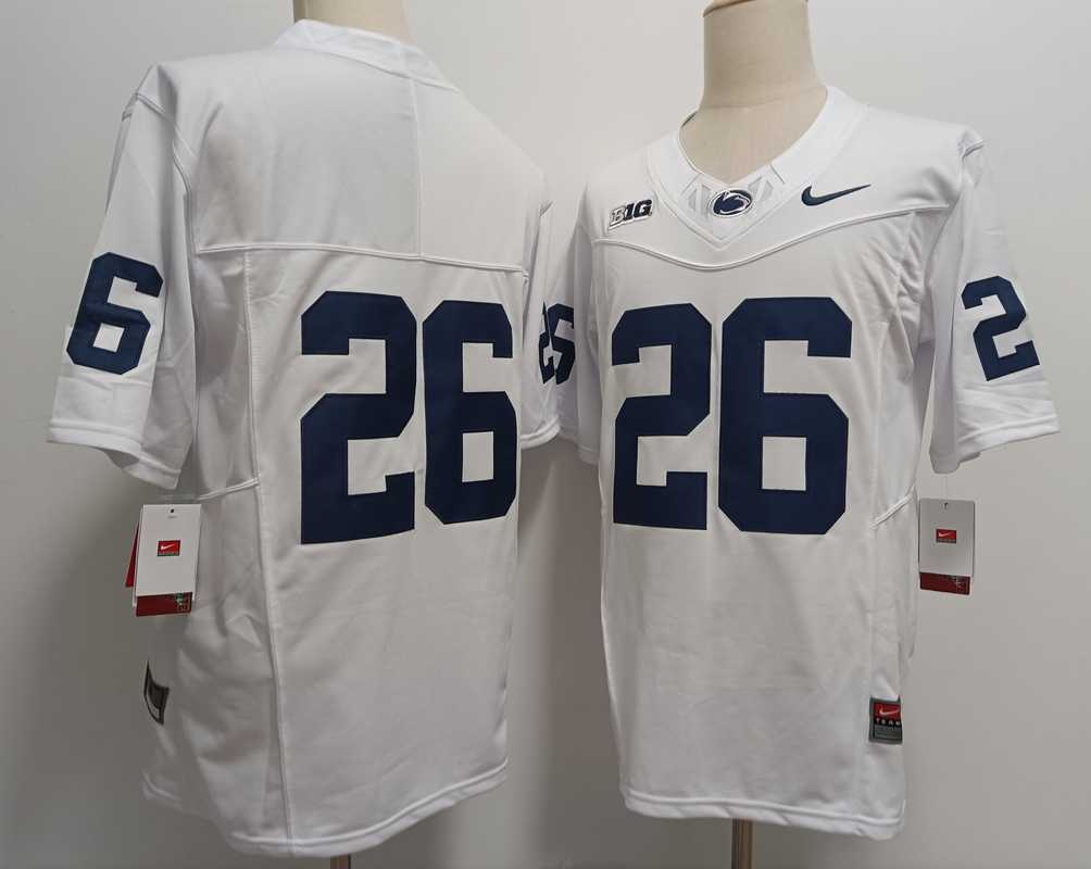 Men's Penn State Nittany Lions #26 Saquon Barkley Without Name White FUSE College Football Jersey-0